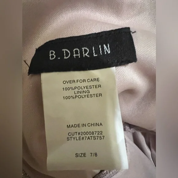 B Darlin Long Dress, Juniors' Glitter Mesh Rose color - Picture 10 of 15